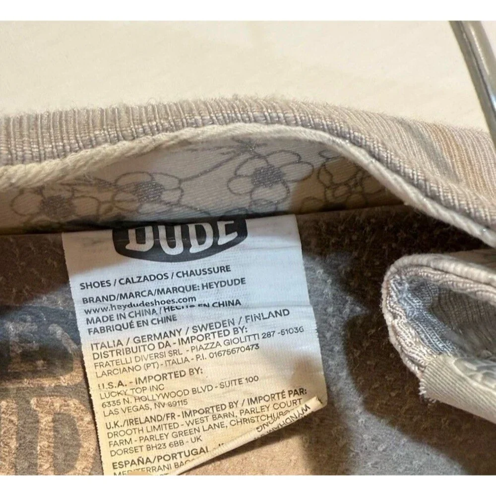 Hey Dude Wendy Rise Chambray Braid Grey Sneaker Slip On Women's Sizes US 9